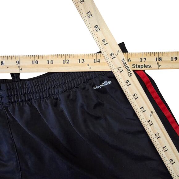 adidas Climalite Basketball Shorts Men’s Large Black Red 3-Stripe Pockets - Picture 6 of 7